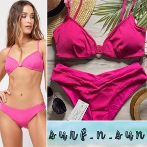 L*Space 🩷 Barbie Pink V-Neck Wire Helena Bikini Top | Cheeky Bottoms